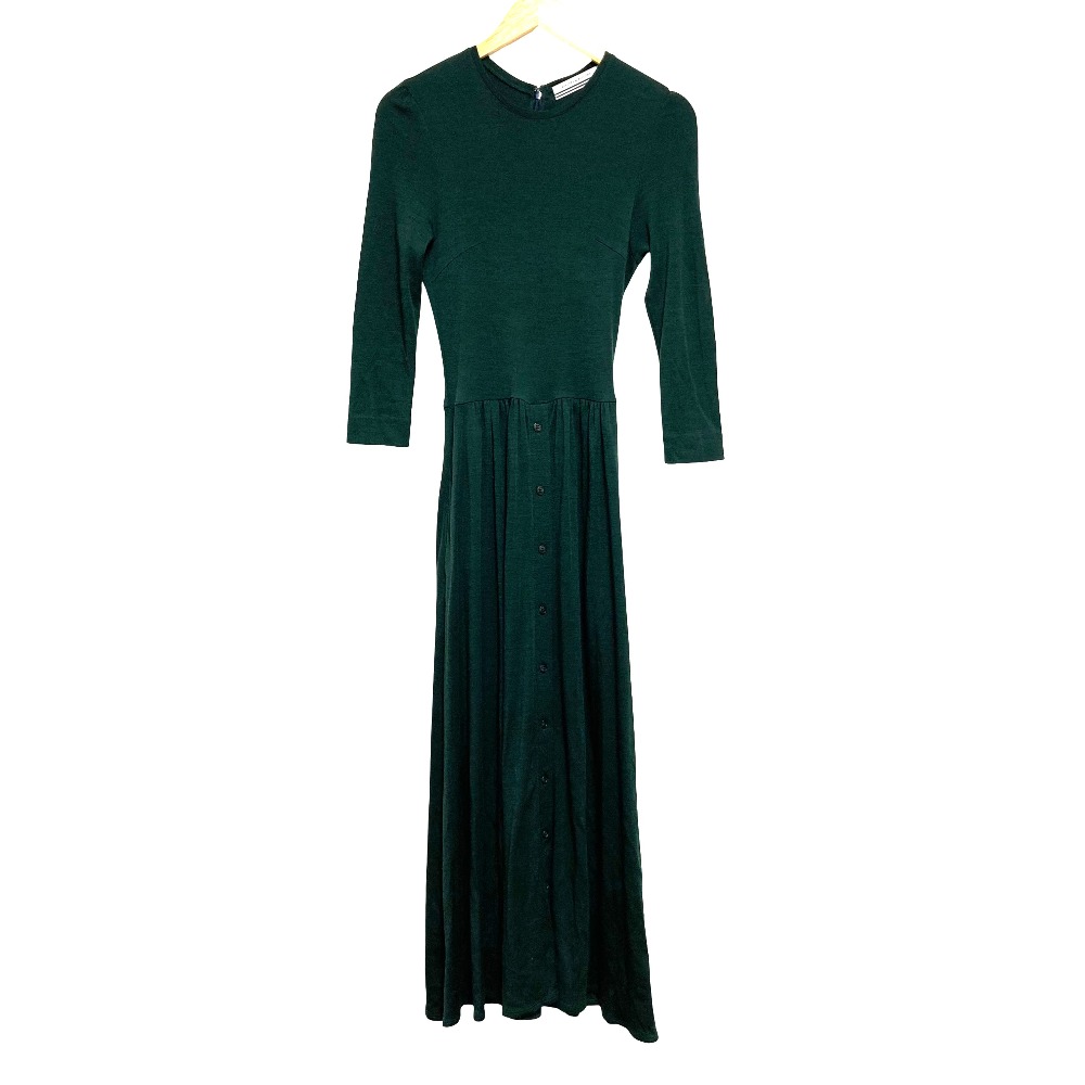 【中古】美品 BORDERS at BALCONY ボーダーズアットバルコニー WEEKEND MAXI エルボーパッチ ワンピース BD1921-2K-10 サイズ36 グリーン レディース Luxs ブランド古着のリュクス｜Luxs（ブランド古着のリュクス）