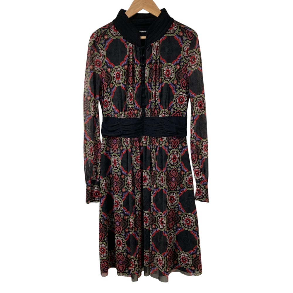 【中古】良品 VIVIENNE TAM ヴィヴィアンタム フラワープリント パワーネット ワンピース サイズ0 レッド グリーン ブラック レディース Luxs ブランド古着のリュクス|Luxs(ブランド古着のリュクス)