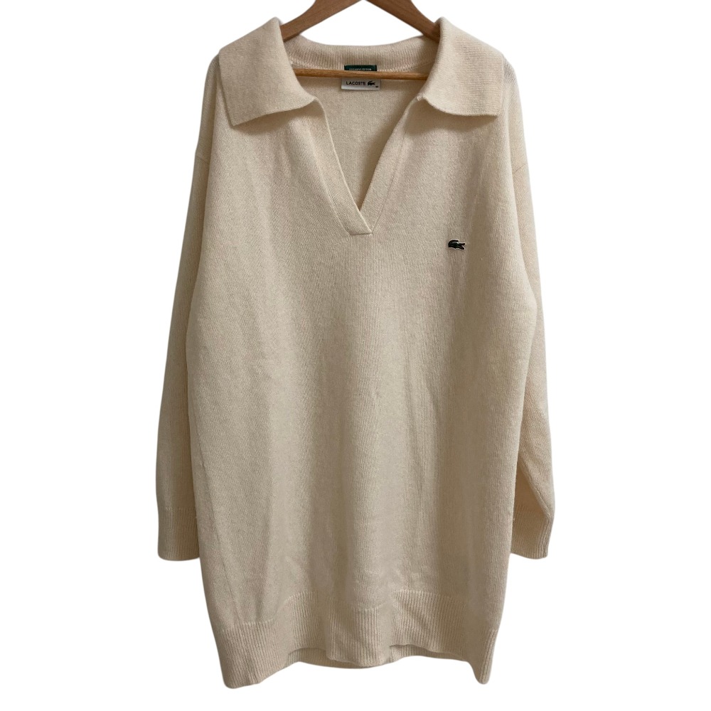 【中古】良品 25AW LACOSTE SNIDEL ラコステ スナイデル EXCLUSIVE EDITION スキッパー ニットワンピース AF035J サイズ36 アイボリー レディース Luxs ブランド古着のリュクス
