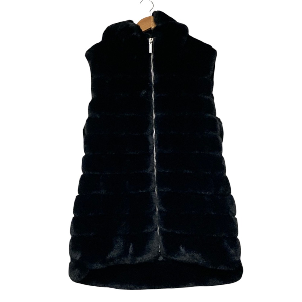 【中古】美品 MICHAEL MICHAEL KORS マイケル マイケルコース フェイクファー フーデッド ジレ ベスト ジャケット S ブラック レディース Luxs ブランド古着のリュクス