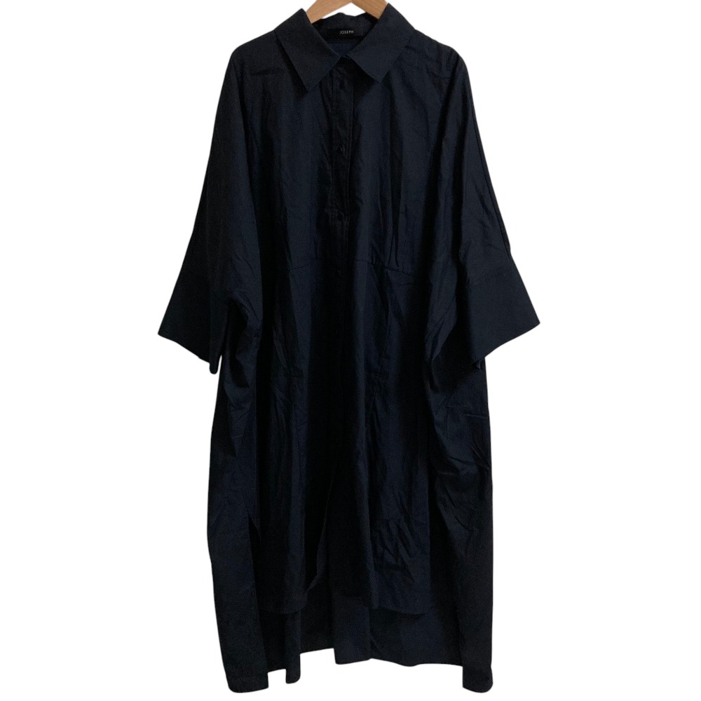 【中古】美品 JOSEPH ジョセフ POPLIN GOTS DANIA DRESS ロングスリーブ ワイド シャツワンピース サイズ40 ダークネイビー レディース Luxs ブランド古着のリュクス