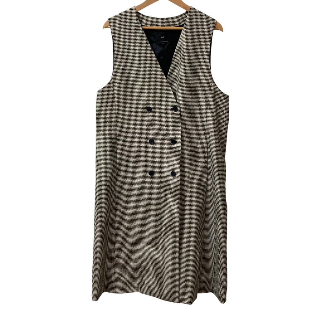 【中古】美品 23AW 23区 ニジュウサンク ガンクラブチェック ロング ジレ ベスト コート 大きいサイズ44 グレー×ブラック レディース Luxs ブランド古着のリュクス|Luxs(ブランド古着のリュクス)