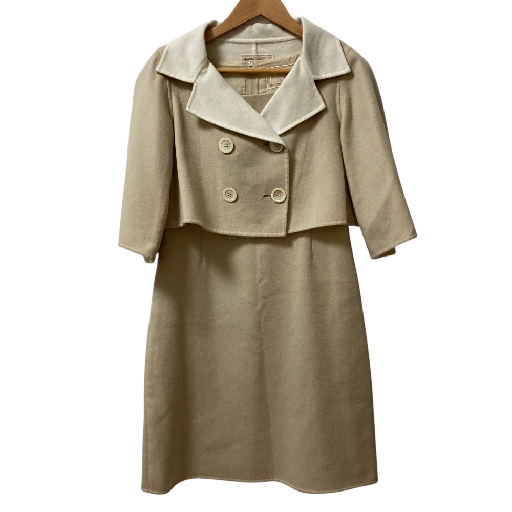 【中古】良品 FOXEY BOUTIQUE フォクシーブティック ダブルフェイス カシミヤ ジャケット ワンピース セットアップ 34909 サイズ40 ベージュ レディース Luxs ブランド古着のリュクス｜Luxs（ブランド古着のリュクス）