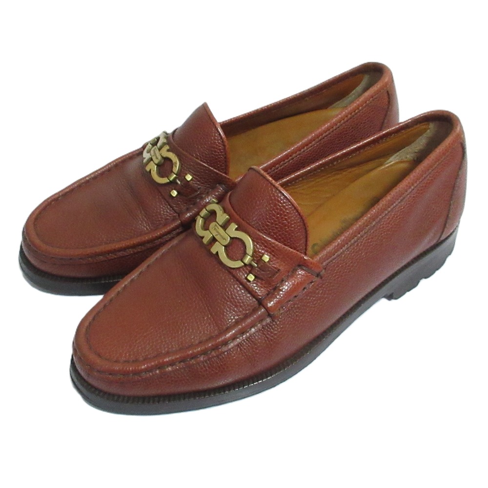 【中古】良品 Salvatore Ferragamo サルヴァトーレフェラガモ ガンチーニ金具 ローファー シューズ 6.5 24cm相当 ブラウン メンズ Luxs ブランド古着のリュクス|Luxs(ブランド古着のリュクス)