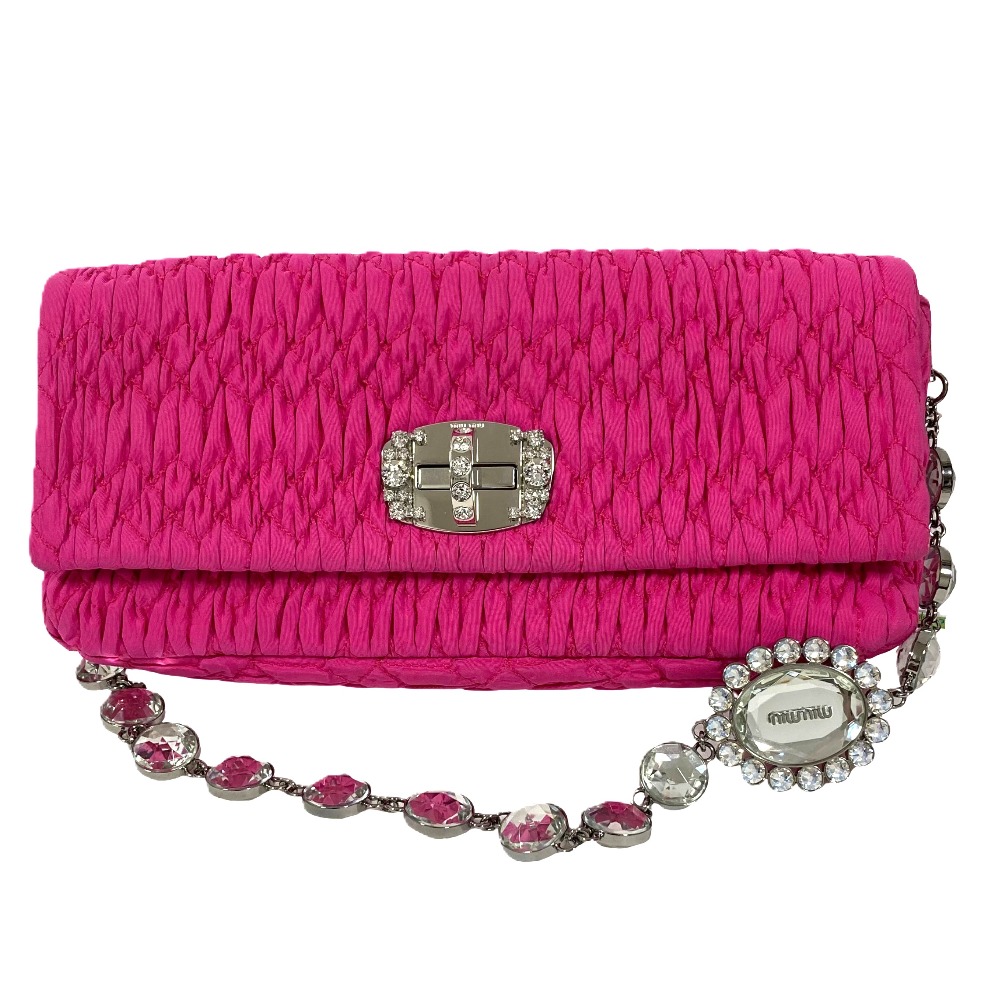 【中古】美品 Miu Miu ミュウミュウ ナッパ クリスタル マテラッセ ビジュー 2way ショルダーバッグ ピンク レディース Luxs ブランド古着のリュクス|Luxs(ブランド古着のリュクス)