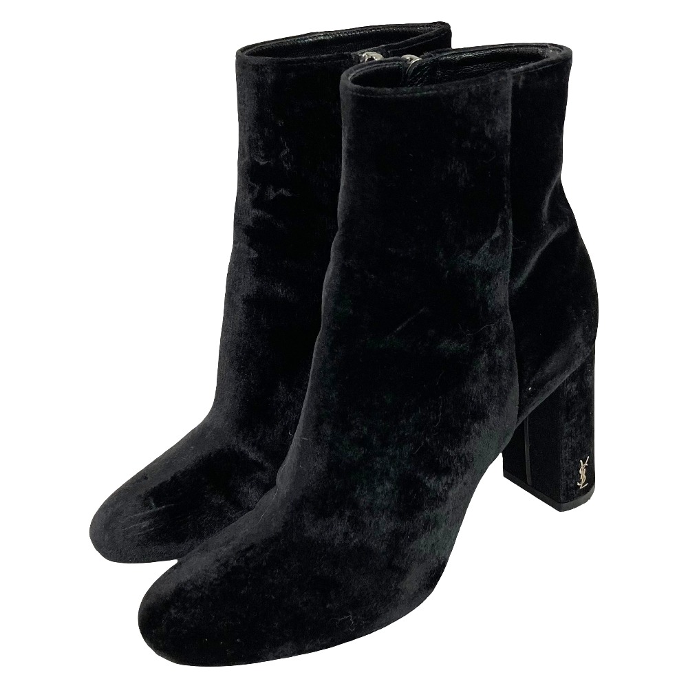 【中古】美品 SAINT LAURENT PARIS サンローランパリ カサンドラロゴ サイドジップ ベルベット ショートブーツ 35.5 約22.5cm ブラック レディース Luxs ブランド古着のリュクス｜Luxs（ブランド古着のリュクス） 17,352円