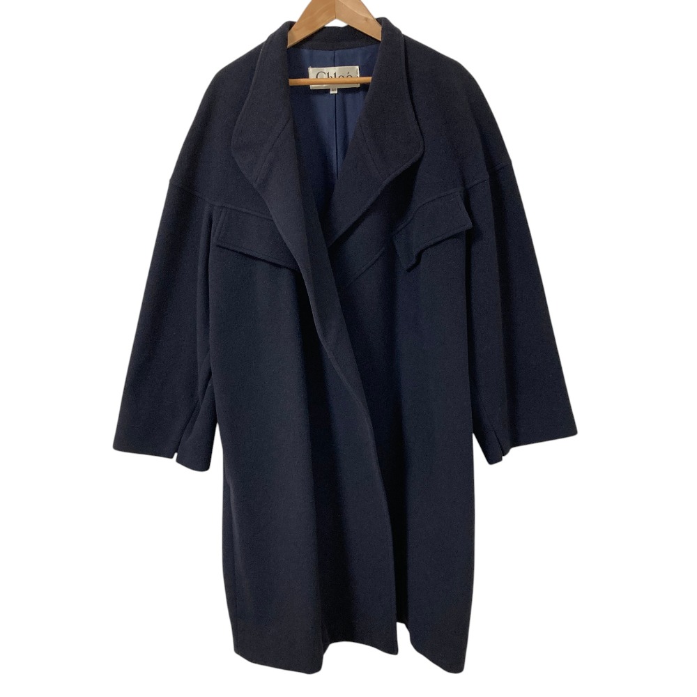 【中古】 Chloe クロエ ウール コート サイズ40 ネイビー レディース Luxs ブランド古着のリュクス｜Luxs（ブランド古着のリュクス）