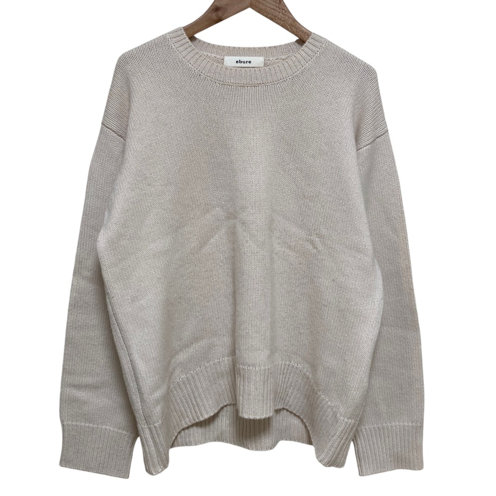 【中古】美品 ebure エブール カシミヤブレンド クルーネック ニット セーター アイボリー レディース Luxs ブランド古着のリュクス｜Luxs（ブランド古着のリュクス）