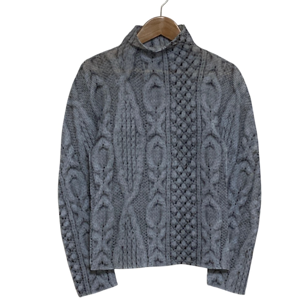 【中古】新品同様 me ISSEY MIYAKE ミーイッセイミヤケ ハイネックブラウス MI03FJ171 グレー レディース Luxs ブランド古着のリュクス｜Luxs（ブランド古着のリュクス）