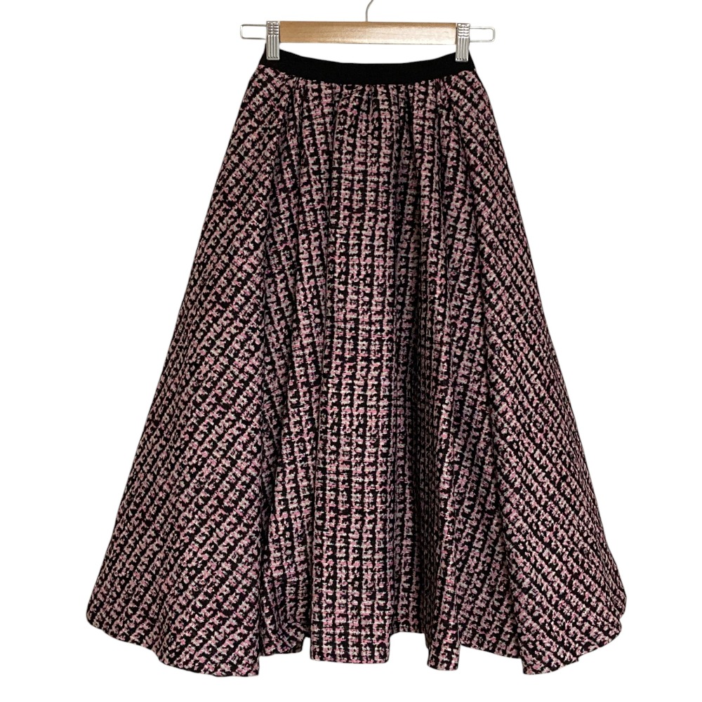 【中古】美品 OBLI オブリ 米沢別注 obliM 千鳥格子 フレアロングスカート 23TTTB19 サイズ0 ピンク レディース Luxs ブランド古着のリュクス｜Luxs（ブランド古着のリュクス）