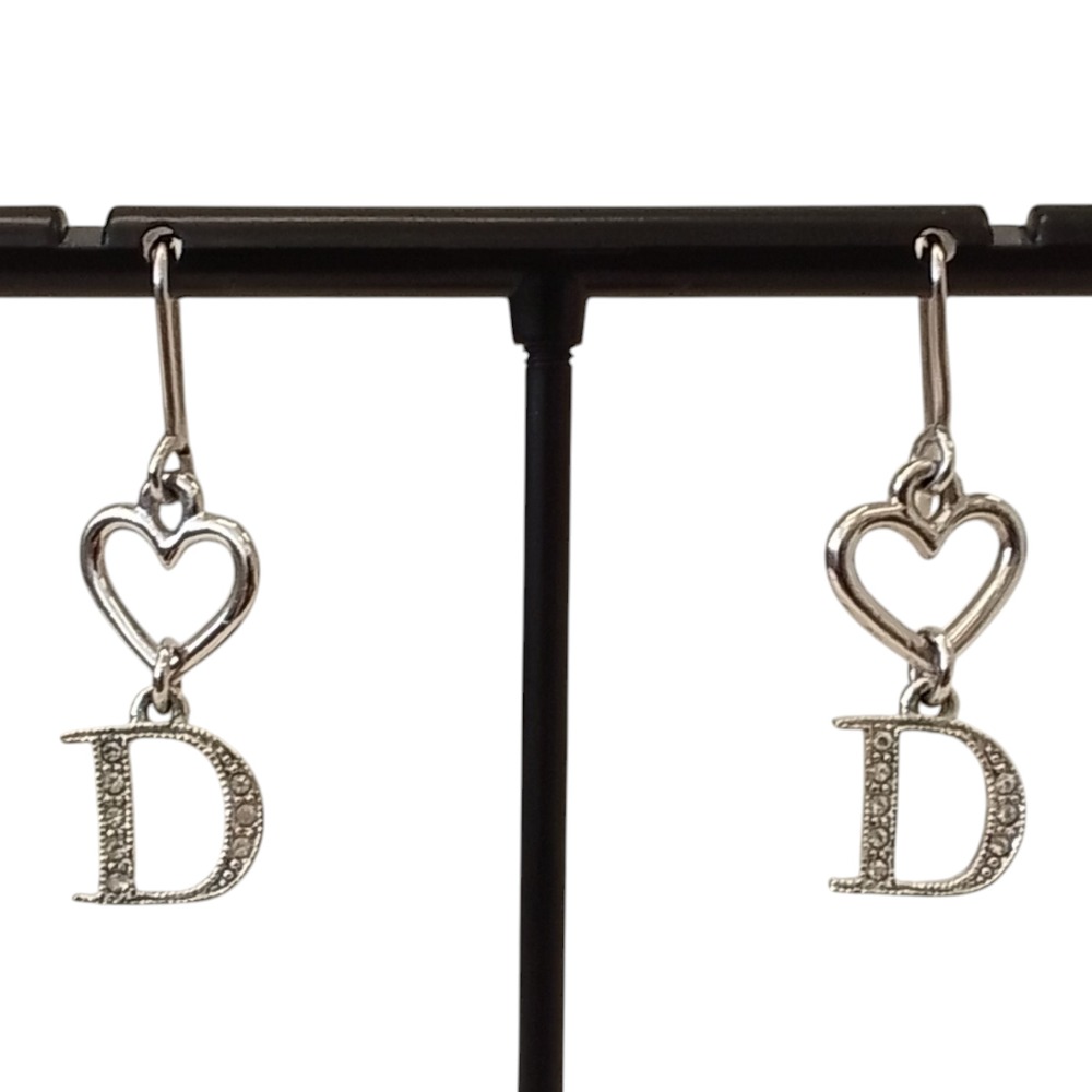 【中古】美品 Christian Dior クリスチャンディオール ハート Dロゴ ピアス シルバーカラー レディース Luxs ブランド古着のリュクス|Luxs(ブランド古着のリュクス)