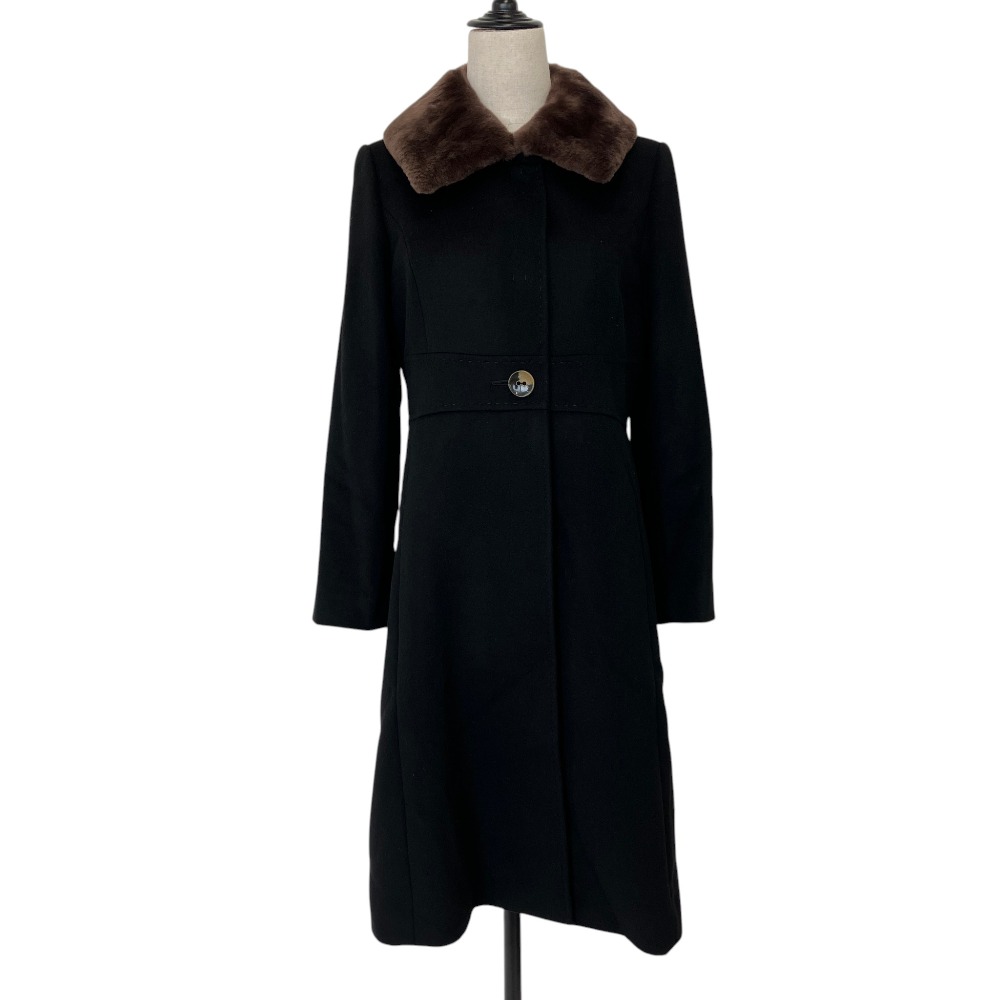 【中古】美品 FOXEY Boutique フォクシーブティック Coat Noisette ヌートリアファー カシミヤコート 36160 サイズ40 ブラック レディース Luxs ブランド古着のリュクス｜Luxs（ブランド古着のリュクス）