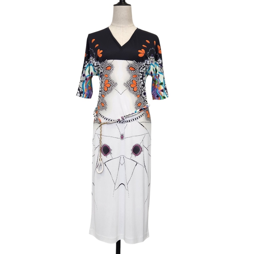 【中古】美品 ETRO エトロ アートプリント ドルマンスリーブ Vネックワンピース 42 マルチカラー レディース Luxs ブランド古着のリュクス｜Luxs（ブランド古着のリュクス）