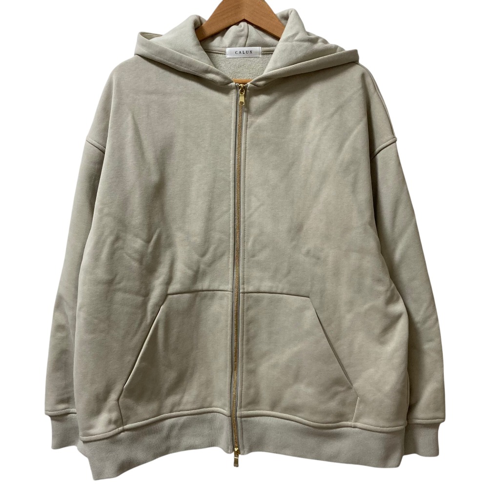【中古】美品 26SS CALUX キャラクス フーディー オーバーサイズ ジップアップ スウェットパーカー ベージュ レディース Luxs ブランド古着のリュクス｜Luxs（ブランド古着のリュクス）