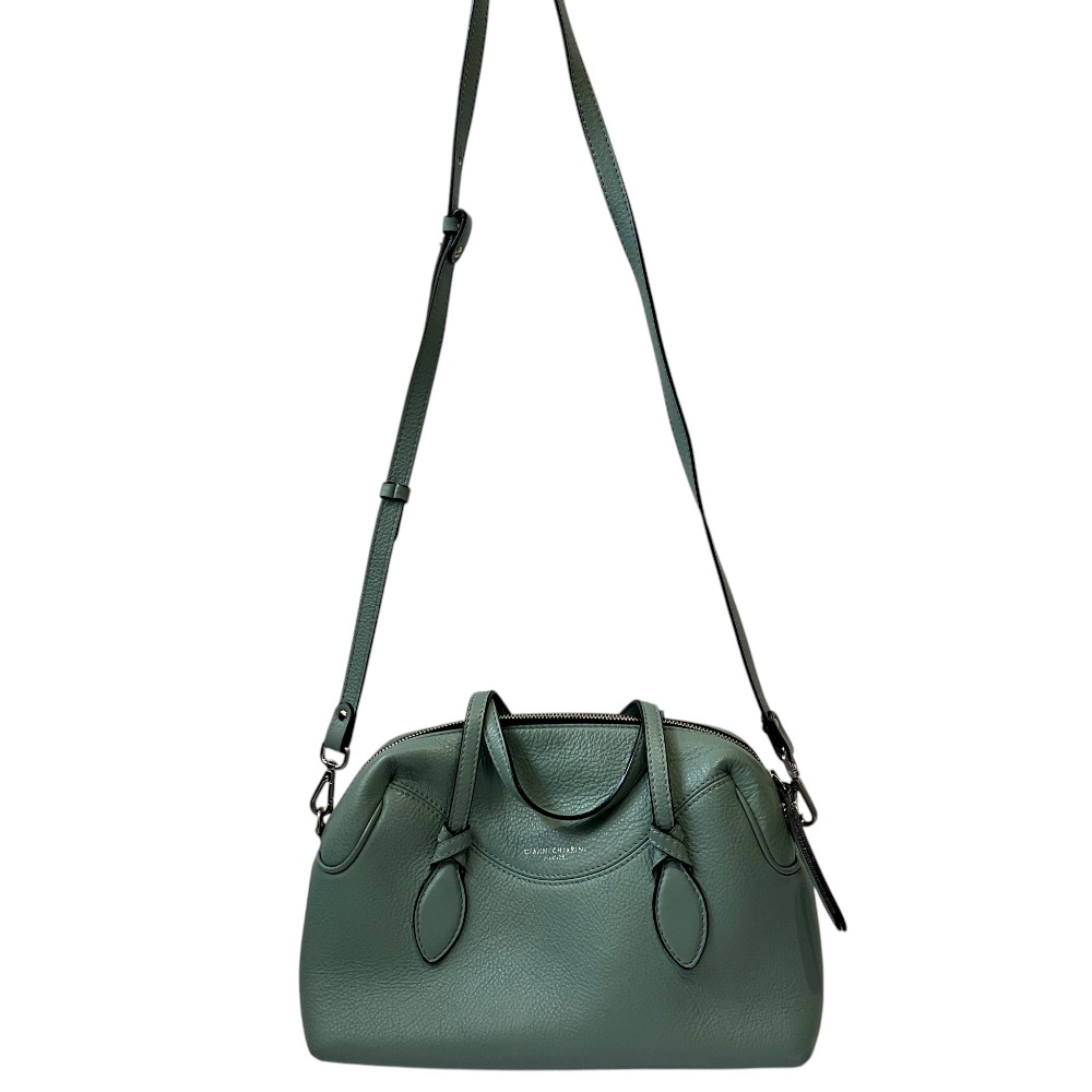 【中古】美品 GIANNI CHIARINI ジャンニキアリーニ サファリ 2WAY レザー ミニボストン ショルダーバッグ ライトブルー レディース Luxs ブランド古着のリュクス｜Luxs（ブランド古着のリュクス）
