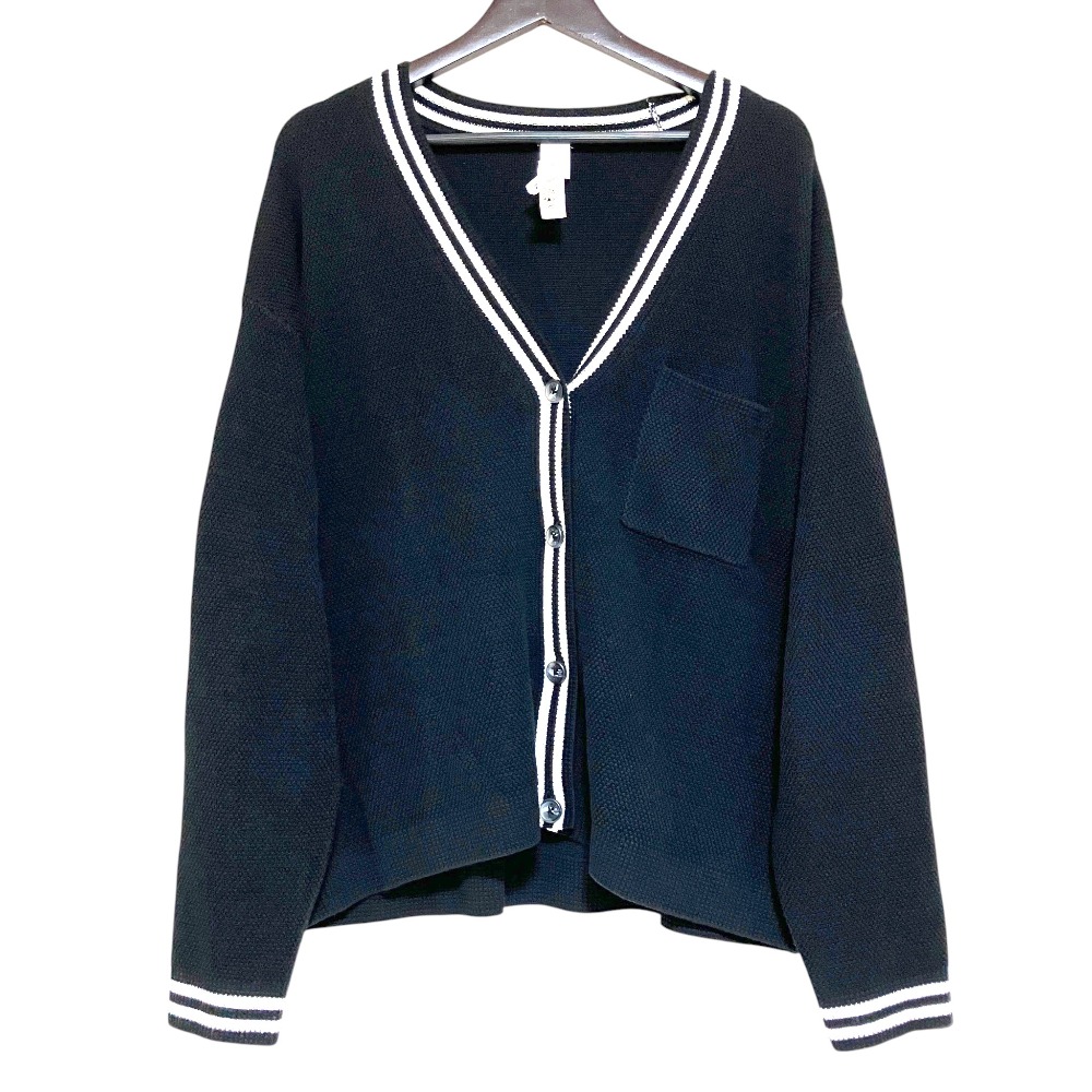 【中古】良品 alo Yoga アローヨガ Tennis Club Sweater Knit Cardigan テニスクラブ ニットカーディガン W3847R M ブラック&times;ホワイト レディース Luxs ブランド古着のリュクス｜Luxs（ブランド古着のリュクス）