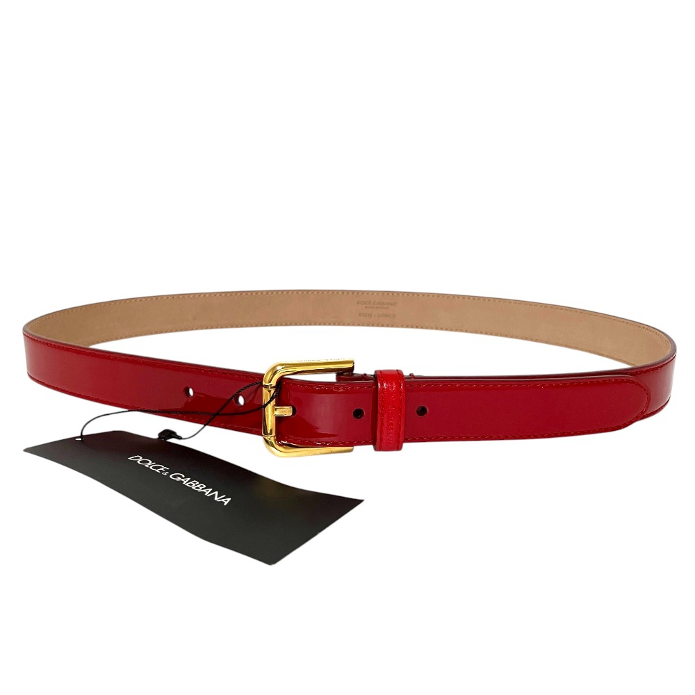 【中古】未使用 DOLCE&GABBANA ドルチェ&ガッバーナ パテントレザー ベルト 85cm 34インチ レッド メンズ Luxs ブランド古着のリュクス|Luxs(ブランド古着のリュクス)