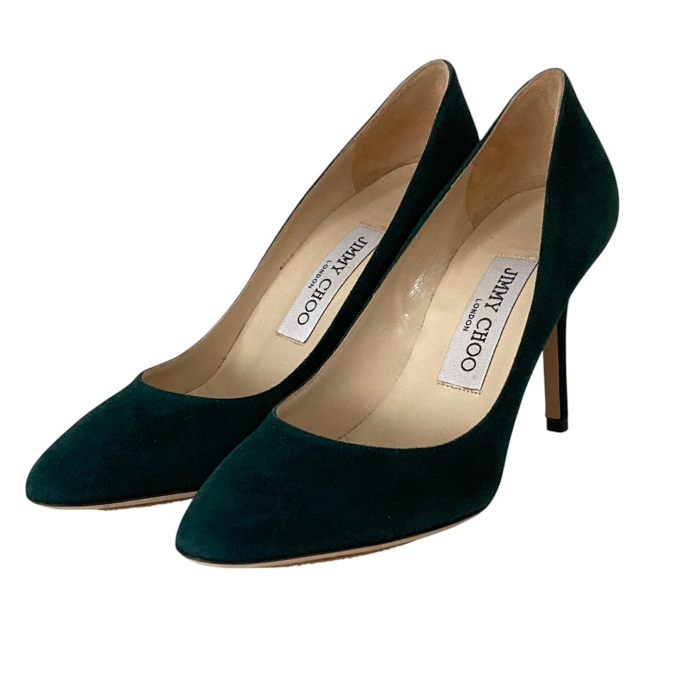 【中古】良品 JIMMY CHOO ジミーチュウ スエードレザー アーモンドトゥパンプス サイズ36 23.0cm程度 グリーン レディース Luxs ブランド古着のリュクス｜Luxs（ブランド古着のリュクス）