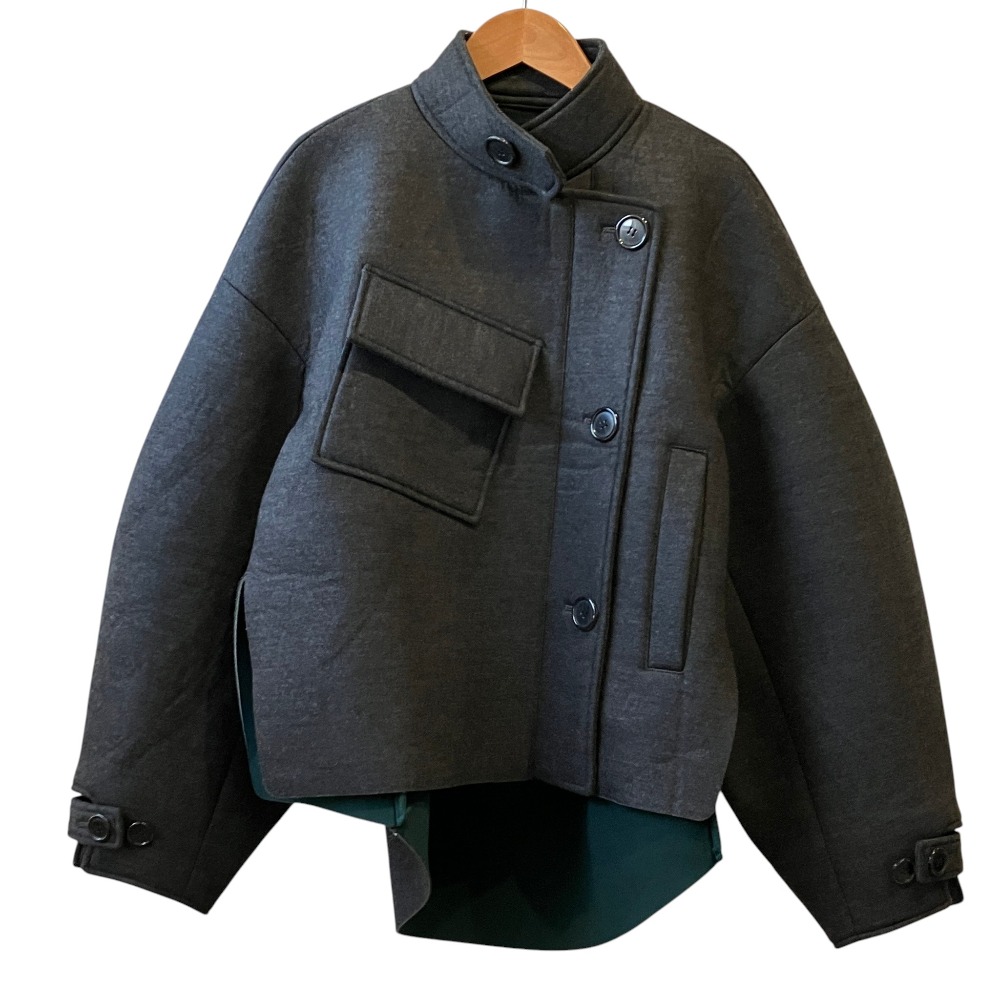 【中古】美品 ENFOLD エンフォルド ウールボンディング ショートコート 300FA230-0850 サイズ38 グレー レディース Luxs ブランド古着のリュクス|Luxs(ブランド古着のリュクス)