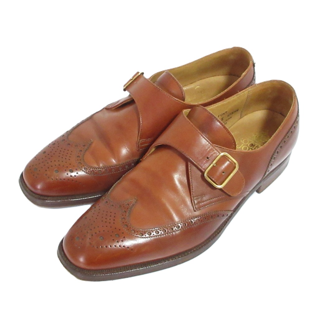 【中古】良品 CROCKETT&JONES クロケットアンドジョーンズ CHALFONT ウイングチップ シングルストラップシューズ 7.5 26.5cm相当 ブラウン メンズ Luxs ブランド古着のリュクス｜Luxs（ブランド古着のリュクス）