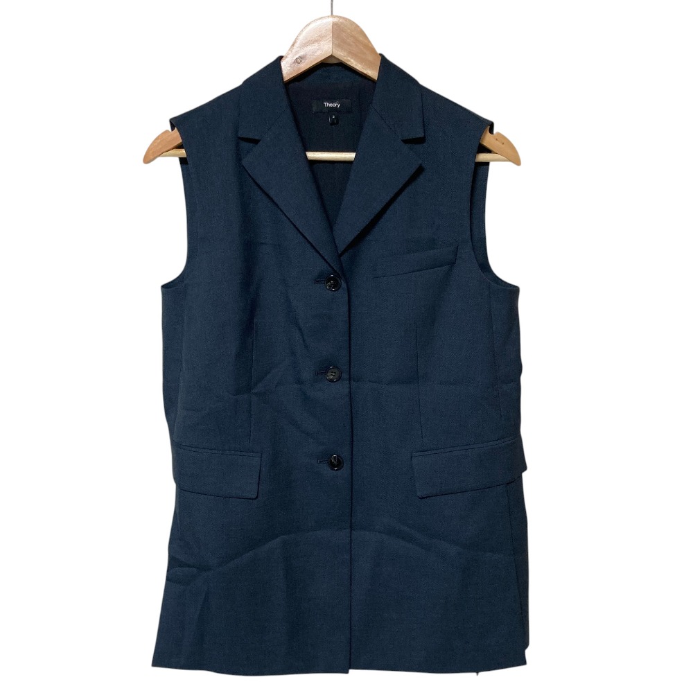 【中古】美品 26SS Theory セオリー CITY TWILL 3 BTN SLASH VEST ジレ ジャケット サイズ2 ネイビー レディース Luxs ブランド古着のリュクス｜Luxs（ブランド古着のリュクス）