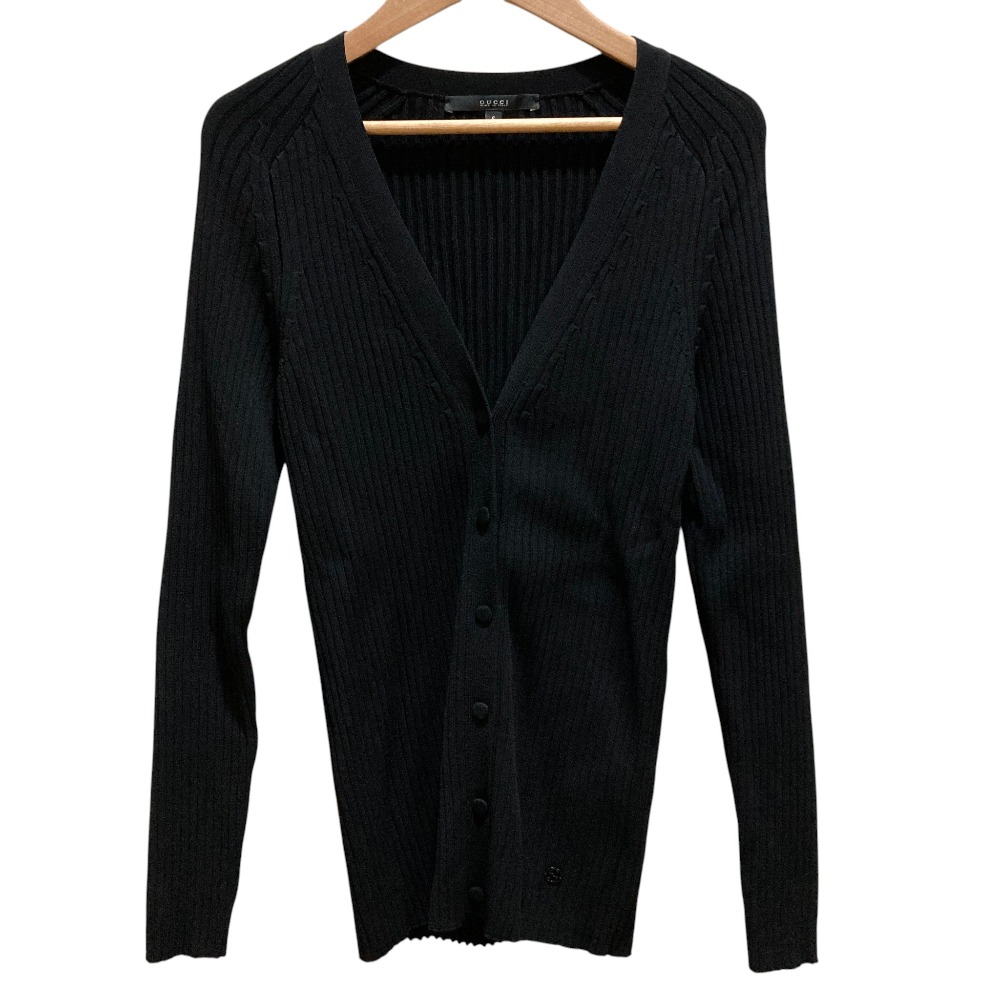 【中古】美品 GUCCI グッチ リブニット カーディガン 371113 Sサイズ ブラック レディース Luxs ブランド古着のリュクス｜Luxs（ブランド古着のリュクス）