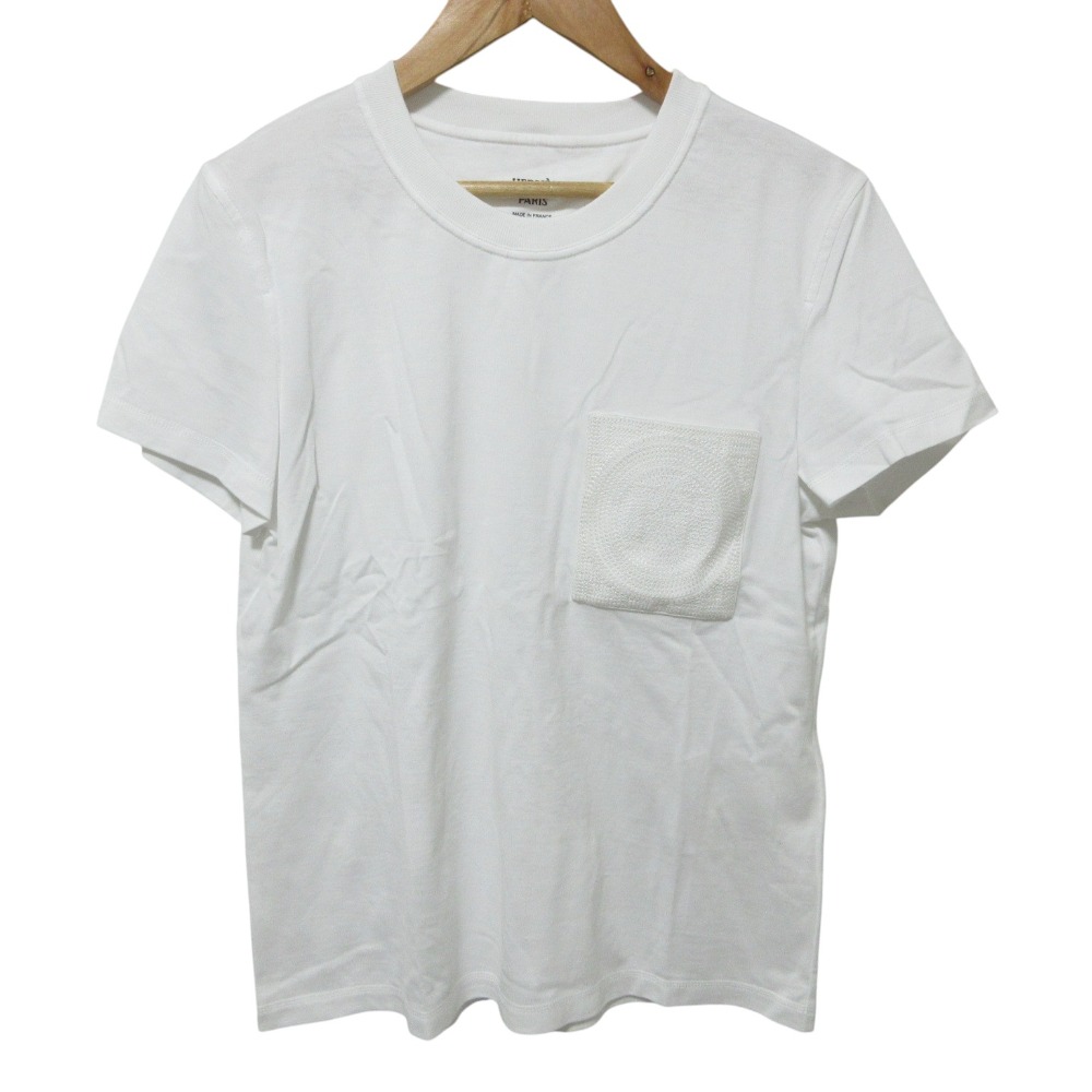 【中古】美品 24SS HERMES エルメス 刺繍ポケット 半袖 Tシャツ カットソー 4E4615DA サイズ36 ホワイト レディース Luxs ブランド古着のリュクス｜Luxs（ブランド古着のリュクス）