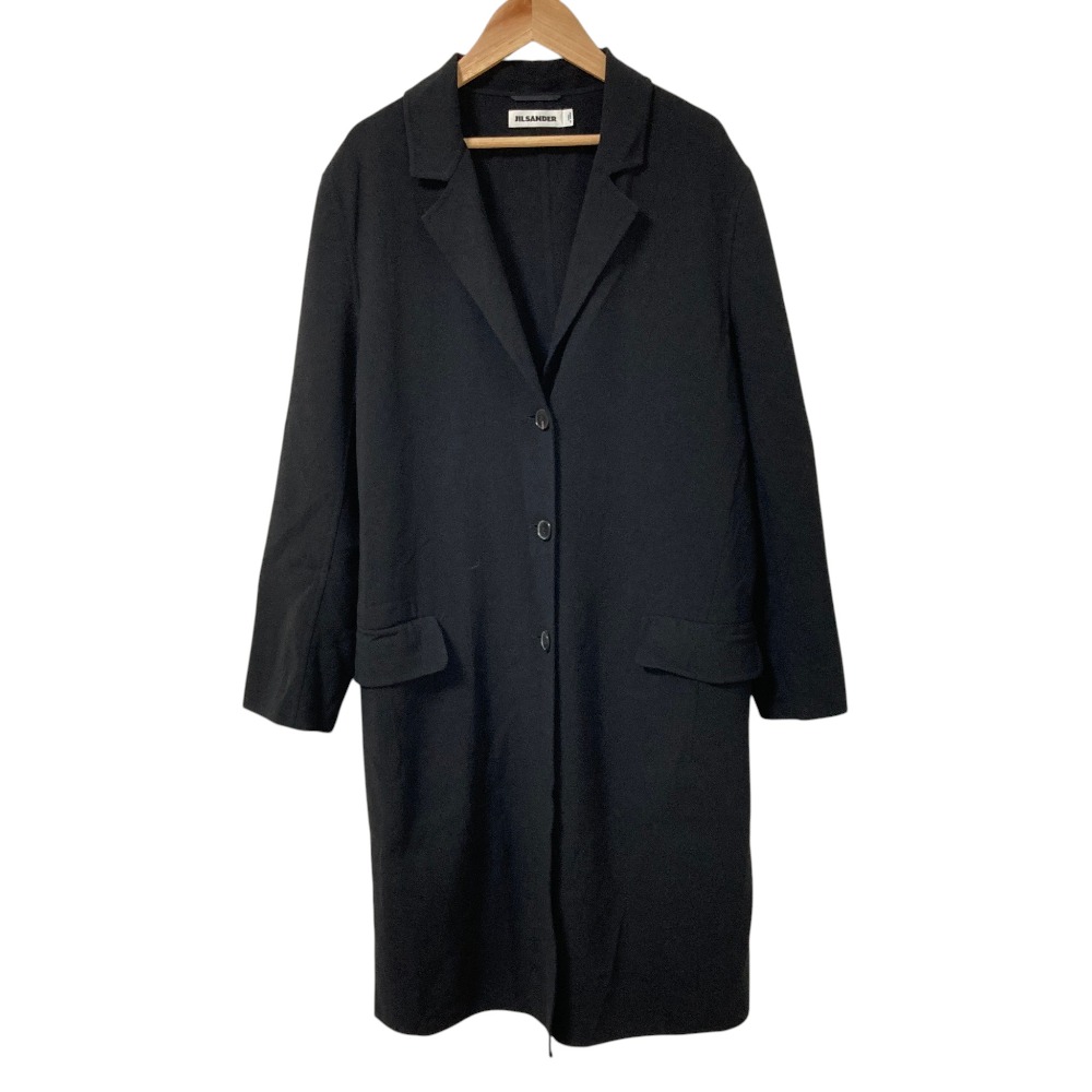 【中古】良品 JIL SANDER ジルサンダー ストレッチ ウールシルク チェスターコート サイズ36 ブラック レディース Luxs ブランド古着のリュクス|Luxs(ブランド古着のリュクス)