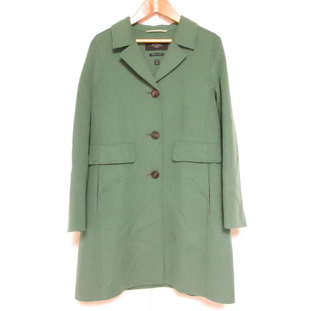【中古】美品 Max Mara WEEKEND マックスマーラウィークエンド Cucito a mano ウール リバーコート サイズ36 グリーン レディース Luxs ブランド古着のリュクス|Luxs(ブランド古着のリュクス)