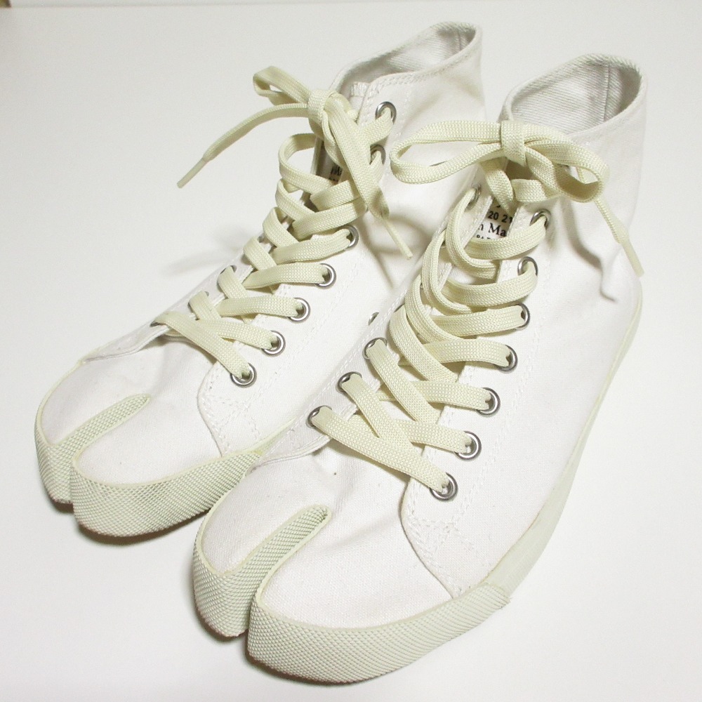 【中古】美品 Maison Margiela22 メゾンマルジェラ タビ キャンバスハイスニーカー S57WS0253 サイズ40 27cm相当 ホワイト メンズ レディース Luxs ブランド古着のリュクス|Luxs(ブランド古着のリュクス)