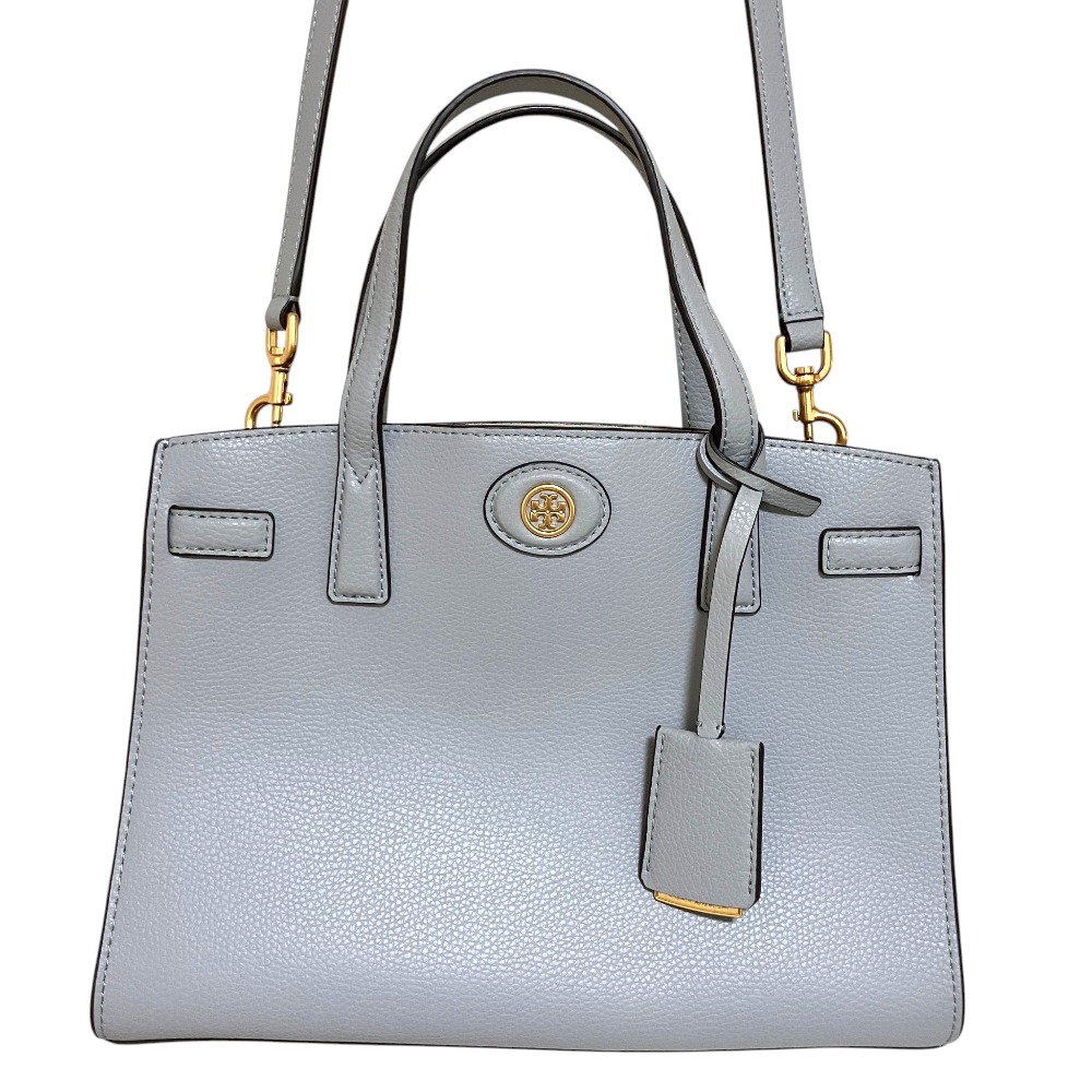 【中古】新品同様 TORY BURCH トリーバーチ ロビンソン スモール サッチェル レザー 2WAY ショルダーバッグ ハンドバッグ ライトグレー レディース Luxs ブランド古着のリュクス｜Luxs（ブランド古着のリュクス）
