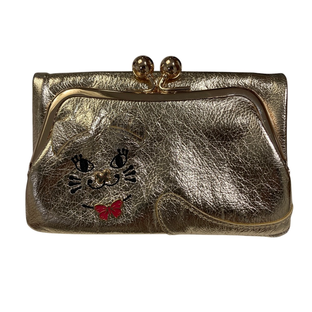 【中古】美品 ANNA SUI アナスイ TITIソフト がま口 ウォレット 財布 ゴールドカラー レディース Luxs ブランド古着のリュクス｜Luxs（ブランド古着のリュクス）