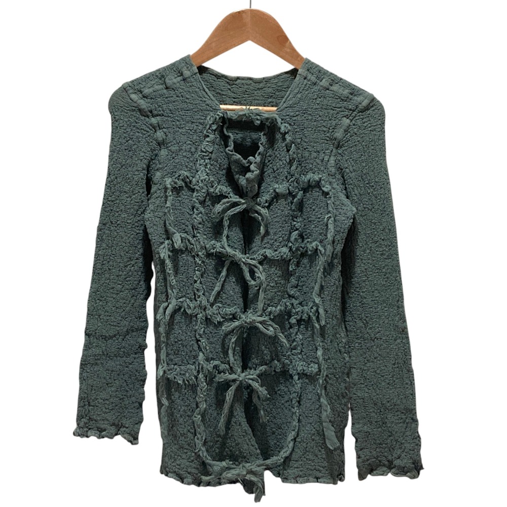 【中古】良品 me ISSEY MIYAKE ミーイッセイミヤケ フリンジ プリーツ カーディガン ライトブルー レディース Luxs ブランド古着のリュクス｜Luxs（ブランド古着のリュクス）