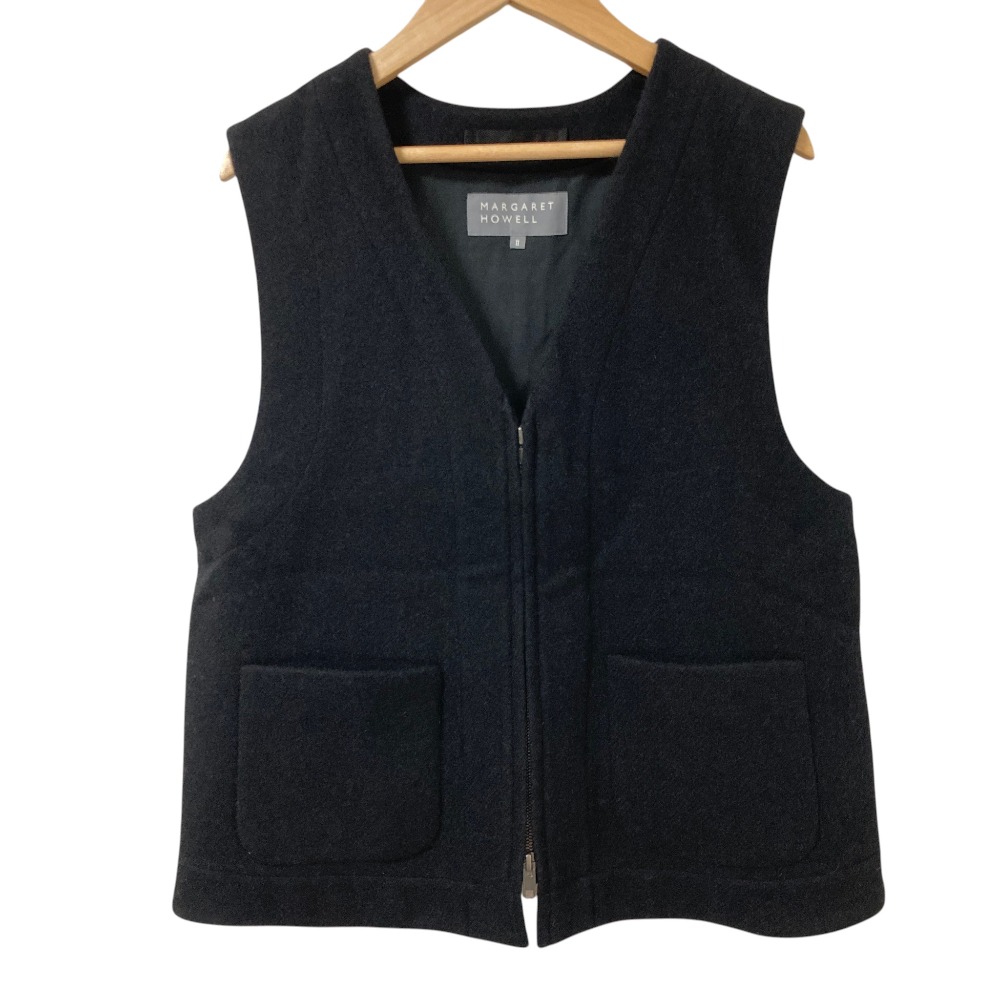【中古】美品 24AW MARGARET HOWELL マーガレットハウエル SHETLAND MERINO WOOL ベスト 578-4225004 サイズ2 ブラック レディース Luxs ブランド古着のリュクス|Luxs(ブランド古着のリュクス)