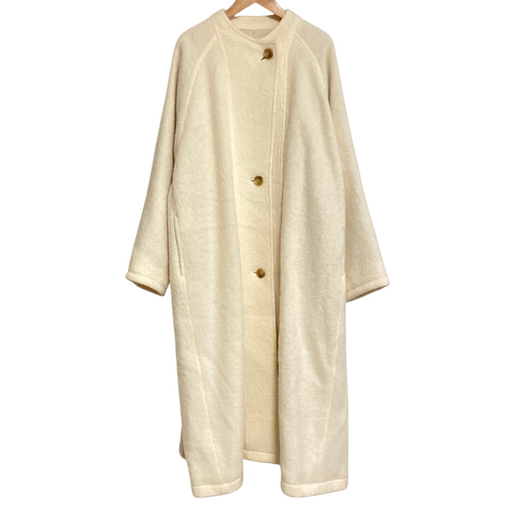 【中古】美品 ローレン LOUREN ノーカラー ボリュームシャギーロングコート F アイボリー レディース Luxs ブランド古着のリュクス｜Luxs（ブランド古着のリュクス）