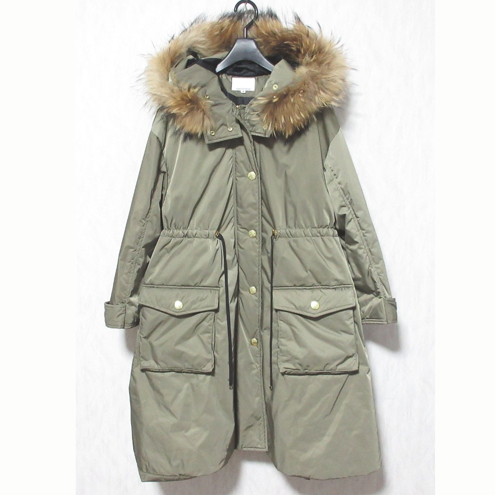 【中古】良品 YASUTOSHI EZUMI ヤストシエズミ ラクーンファー 中綿 パテッドコート サイズM カーキ レディース Luxs ブランド古着のリュクス｜Luxs（ブランド古着のリュクス）