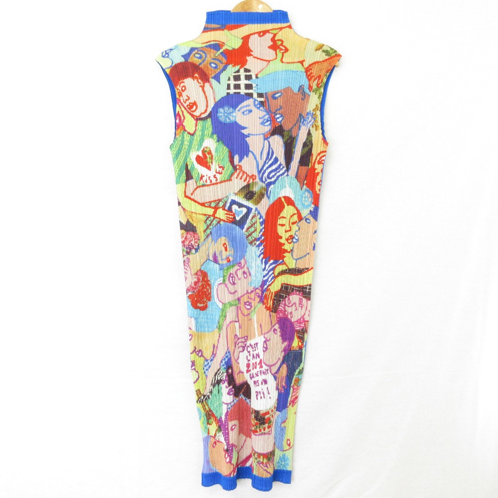 【中古】美品 PLEATS PLEASE プリーツプリーズ イッセイミヤケ グラフィティ アート ノースリーブ ワンピース PP12-JH221 size3 マルチカラー レディース Luxs ブランド古着のリュクス｜Luxs（ブランド古着のリュクス）
