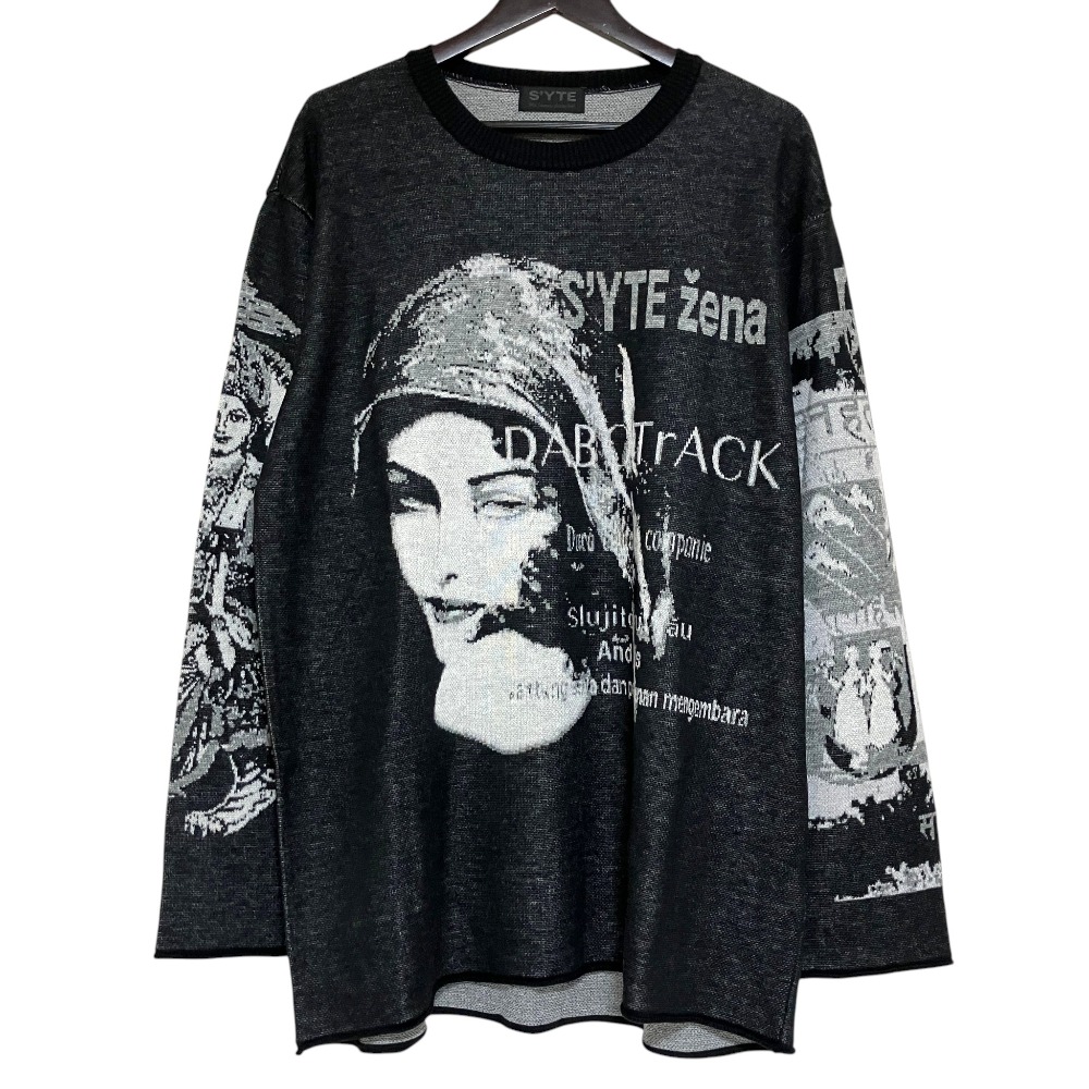 【中古】未使用 S'YTE Yohji Yamamoto サイト ヨウジヤマモト スカルジャガード ロングニット セーター UJ-K36-613 サイズ3 ブラック グレー メンズ Luxs ブランド古着のリュクス|Luxs(ブランド古着のリュクス)