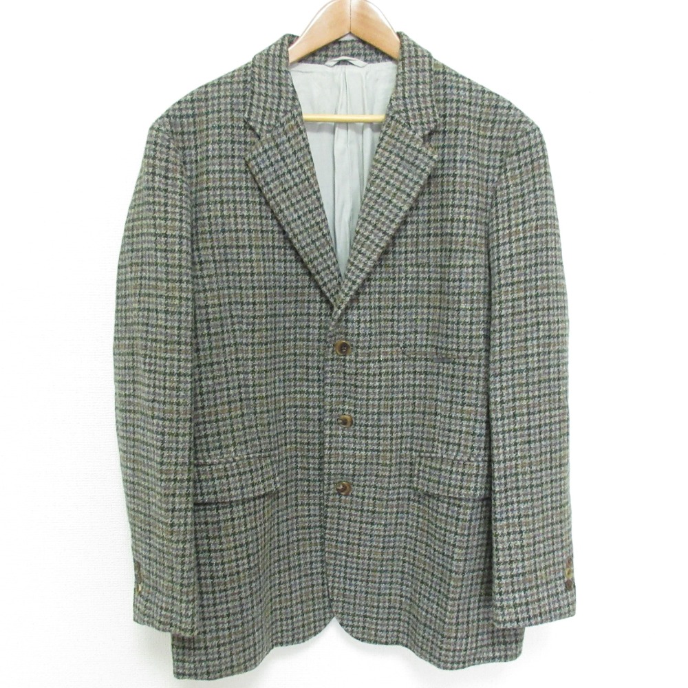 【中古】美品 Papas パパス ハリスツイード チェック柄 3B テーラードジャケット サイズ50 L マルチカラー メンズ Luxs ブランド古着のリュクス|Luxs(ブランド古着のリュクス)