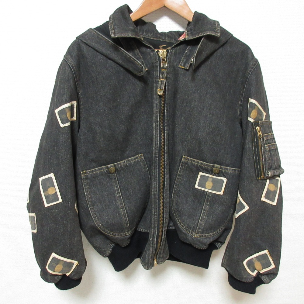 【中古】良品 PINK HOUSE ピンクハウス デニム MA-1 ジャケット ブラックグレー レディース Luxs ブランド古着のリュクス｜Luxs（ブランド古着のリュクス） 8,911円