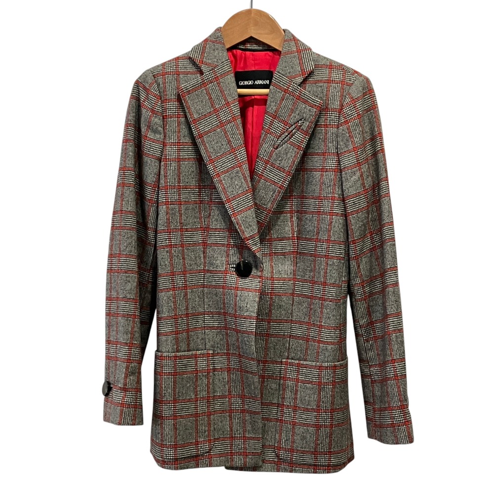 【中古】美品 GIORGIO ARMANI ジョルジオアルマーニ グレンチェック 1B フランネル テーラードジャケット 36 グレー系 レディース Luxs ブランド古着のリュクス｜Luxs（ブランド古着のリュクス） 13,561円