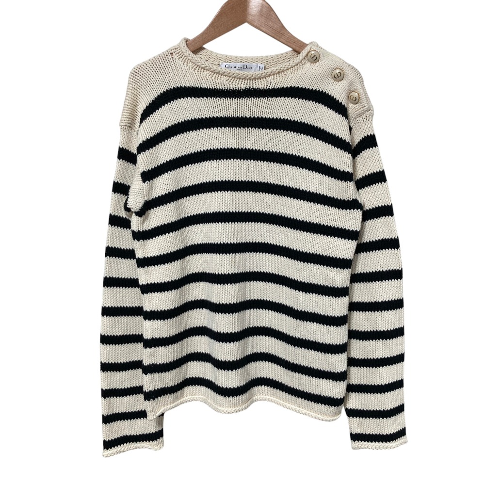 【中古】良品 Christian Dior クリスチャンディオール コットン カシミヤ ボーダー ニット セーター 054S22AM714 サイズ36 ベージュ レディース Luxs ブランド古着のリュクス｜Luxs（ブランド古着のリュクス） 56,040円
