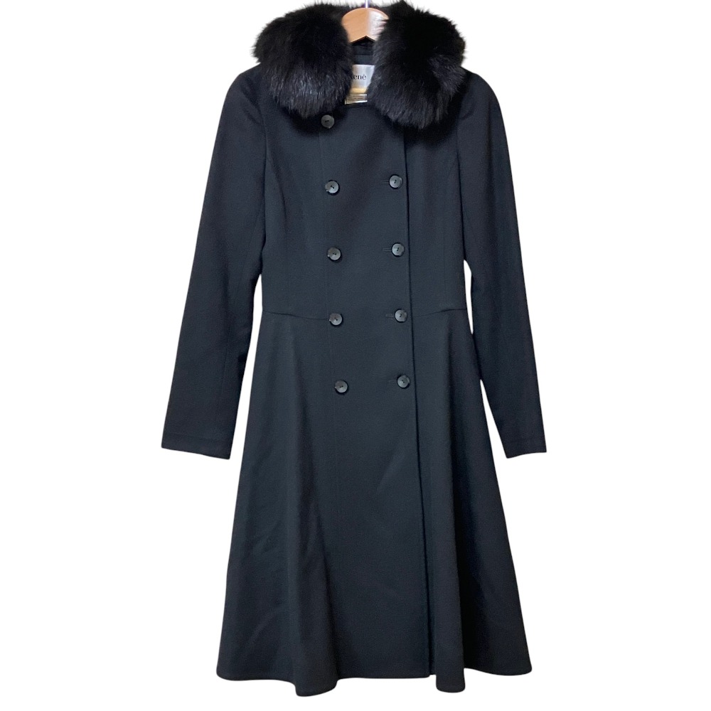 【中古】新品同様 Rene ルネ フォックスファー カシミヤロングコート 6548060A サイズ34 ブラック レディース Luxs ブランド古着のリュクス|Luxs(ブランド古着のリュクス)