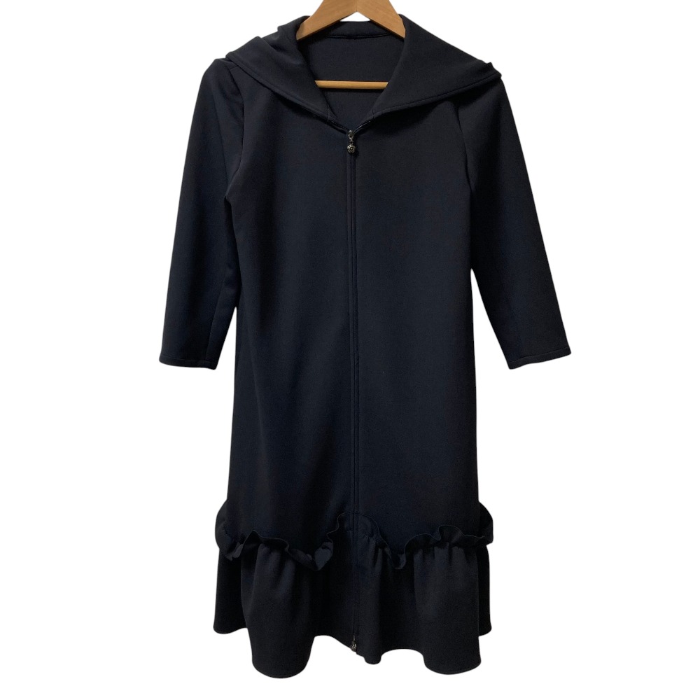 【中古】美品 Rene basic ルネベーシック フリル ロング ジップアップパーカー 5927090A サイズ36 ネイビー レディース Luxs ブランド古着のリュクス|Luxs(ブランド古着のリュクス)