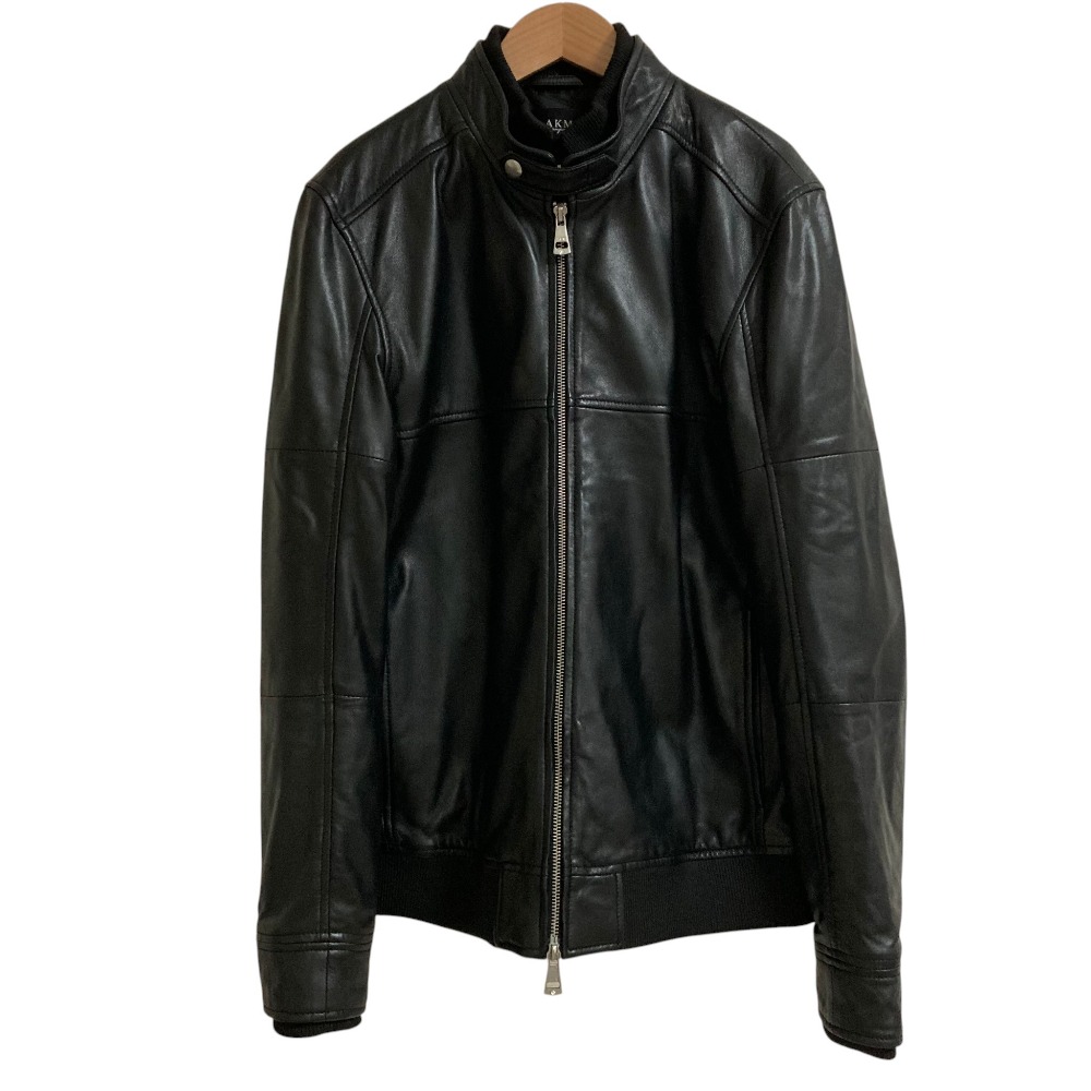 【中古】 AKM エイケイエム ラムレザー シングルライダースジャケット サイズL ブラック メンズ Luxs ブランド古着のリュクス|Luxs(ブランド古着のリュクス)
