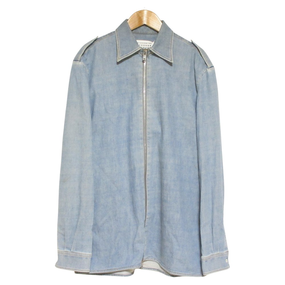 【中古】良品 Maison Martin Margiela10 メゾンマルタンマルジェラ エポレット付き ジップデニムシャツ サイズ46 ウォッシュブルー メンズ Luxs ブランド古着のリュクス｜Luxs（ブランド古着のリュクス）
