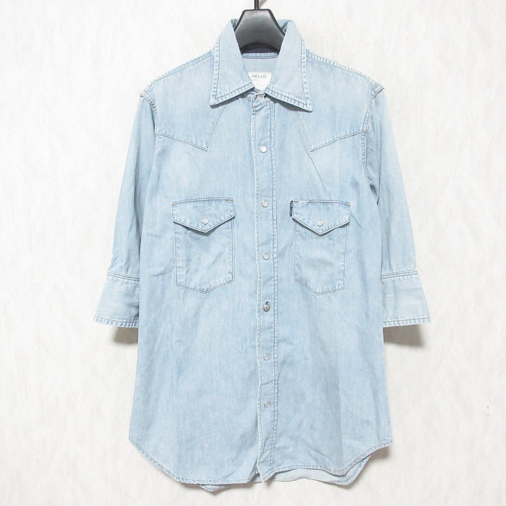 【中古】美品 MADISONBLUE マディソンブルー ハーフスリーブ デニムウエスタンシャツ MB191-5008 サイズ1 ブルー レディース Luxs ブランド古着のリュクス|Luxs(ブランド古着のリュクス)