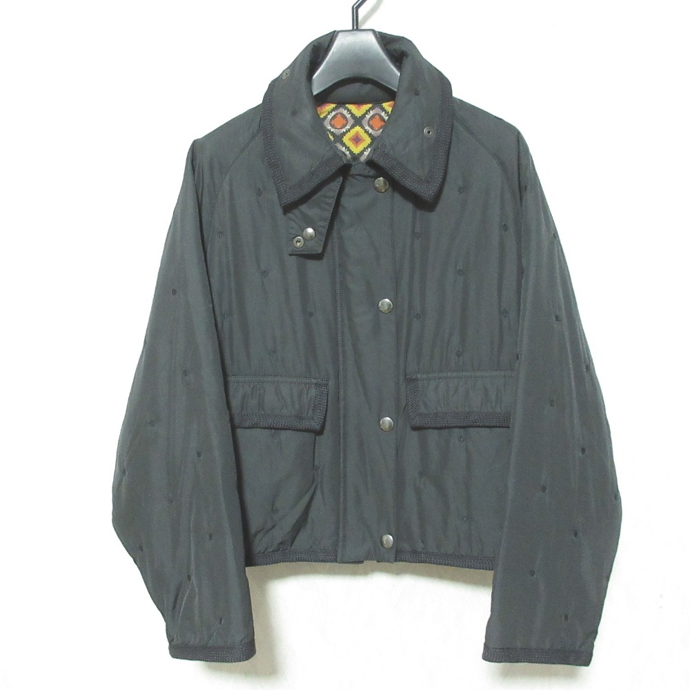 【中古】美品 ETRO エトロ ドット刺繍 ショート丈 パテッドジャケット ブルゾン 172-14856-9021 サイズ40 ブラック レディース Luxs ブランド古着のリュクス｜Luxs（ブランド古着のリュクス）