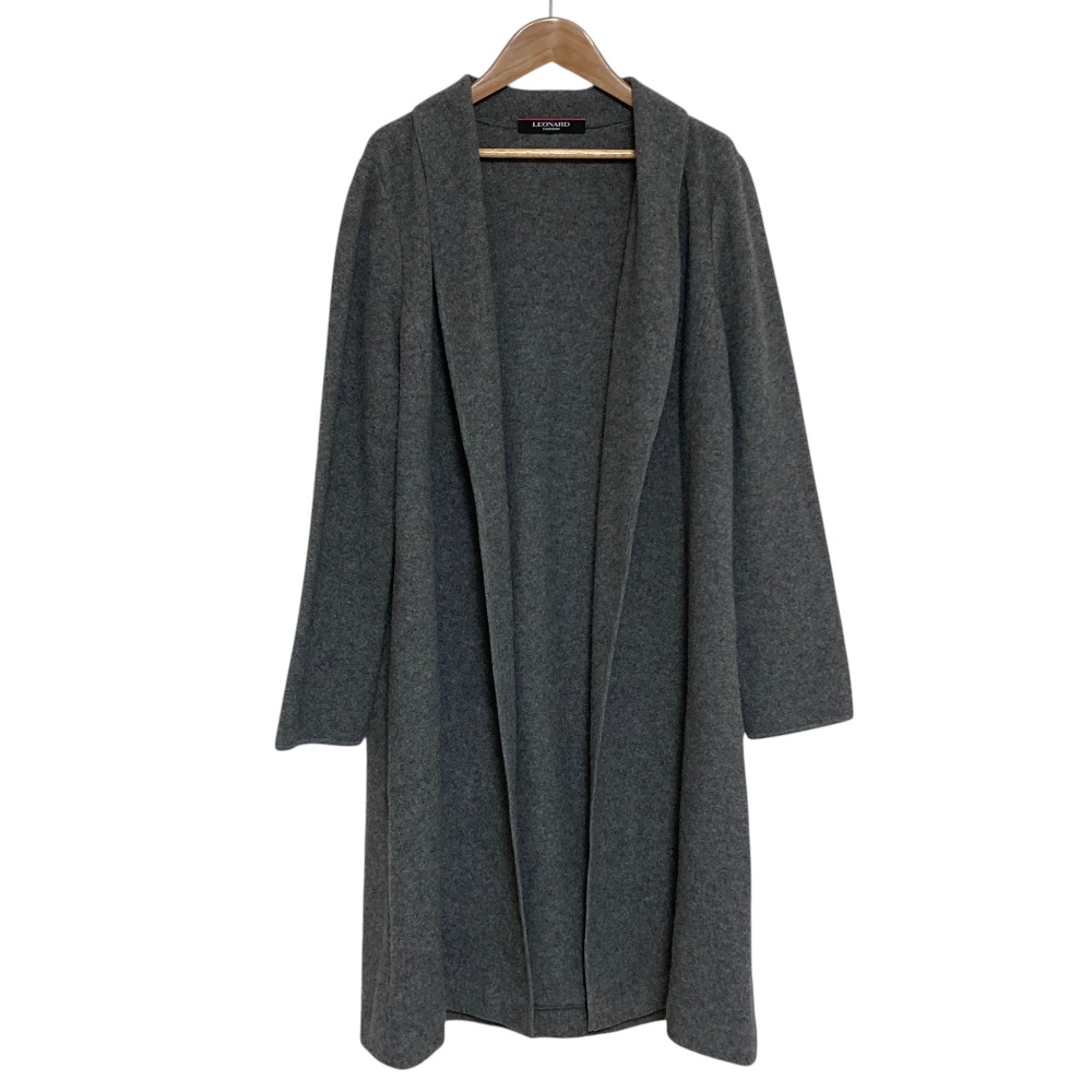 【中古】良品 LEONARD FASHION レオナールファッション ウールニット ガウンコート サイズ40 グレー レディース Luxs ブランド古着のリュクス|Luxs(ブランド古着のリュクス)