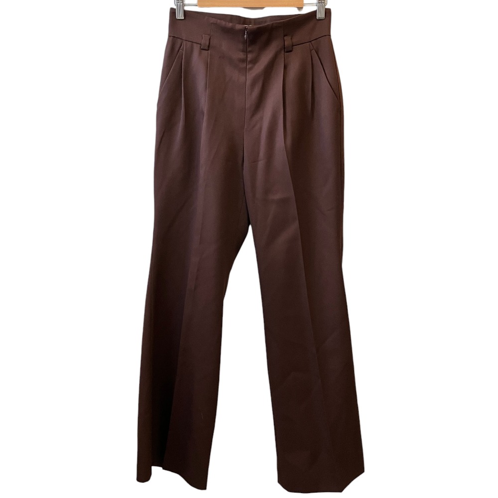 【中古】美品 Mame Kurogouchi マメクロゴウチ Wool High Waisted Flared Pants タック フレアパンツ MM20FW-PT062 サイズ2 ブラウン レディース Luxs ブランド古着のリュクス|Luxs(ブランド古着のリュクス)